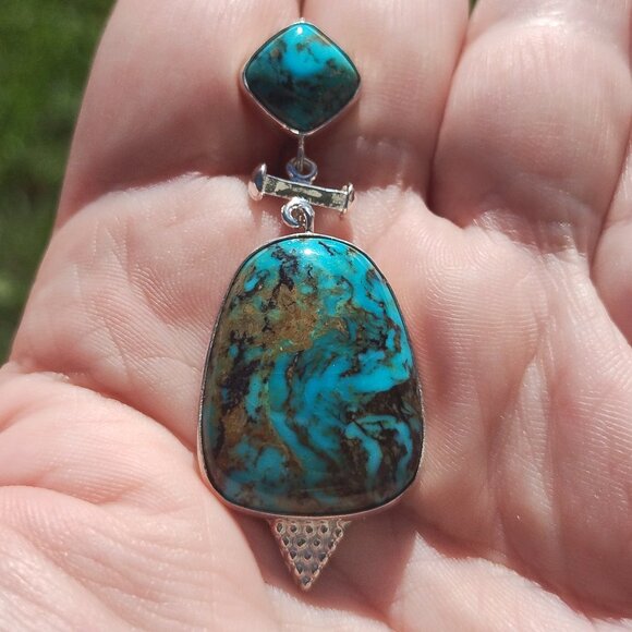 Jay King DTR mine finds Ceremonial Kingman Turquoise slide 925 Sterling Silver - Picture 3 of 15